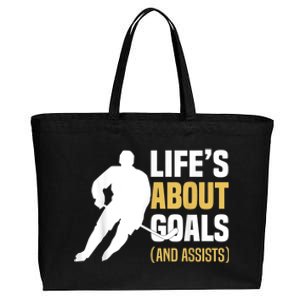 Lifes About Goals And Assists Ice Hockey Player Inspiring Cotton Canvas Jumbo Tote