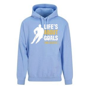 Lifes About Goals And Assists Ice Hockey Player Inspiring Unisex Surf Hoodie