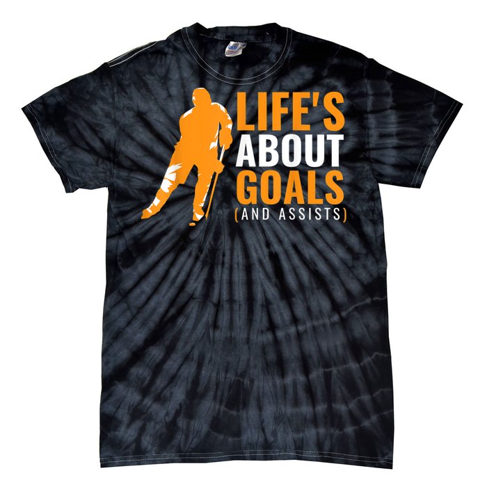 Lifes About Goals Ice Hockey For Boy Ice Hockey Tie-Dye T-Shirt