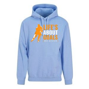 Lifes About Goals Ice Hockey For Boy Ice Hockey Unisex Surf Hoodie