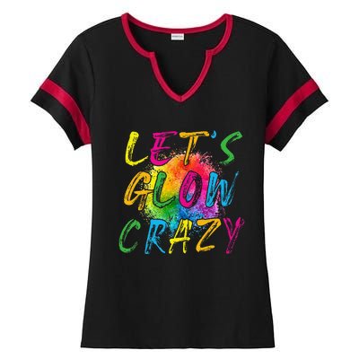 LetS A Glow Crazy Retro Colorful Quote Group Team Tie Dye Ladies Halftime Notch Neck Tee