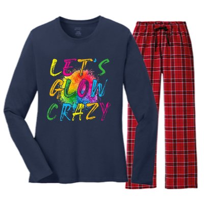 LetS A Glow Crazy Retro Colorful Quote Group Team Tie Dye Women's Long Sleeve Flannel Pajama Set 