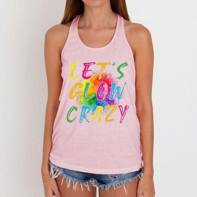 LetS A Glow Crazy Retro Colorful Quote Group Team Tie Dye Women's Knotted Racerback Tank