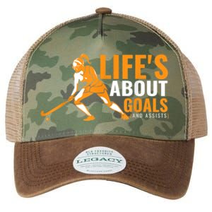 Lifes About Goals Field Hockey For Girl Field Hockey Legacy Tie Dye Trucker Hat