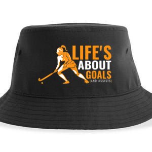 Lifes About Goals Field Hockey For Girl Field Hockey Sustainable Bucket Hat