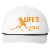 Lifes About Goals Field Hockey For Girl Field Hockey Snapback Five-Panel Rope Hat