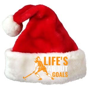 Lifes About Goals Field Hockey For Girl Field Hockey Premium Christmas Santa Hat