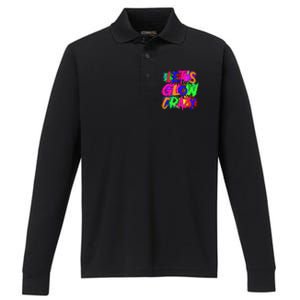 Lets A Glow Crazy Retro Colorful Tie Dye Performance Long Sleeve Polo