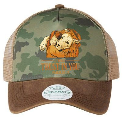 Lion And Girl I Will Trust In You Psalm 56 : 3 Legacy Tie Dye Trucker Hat