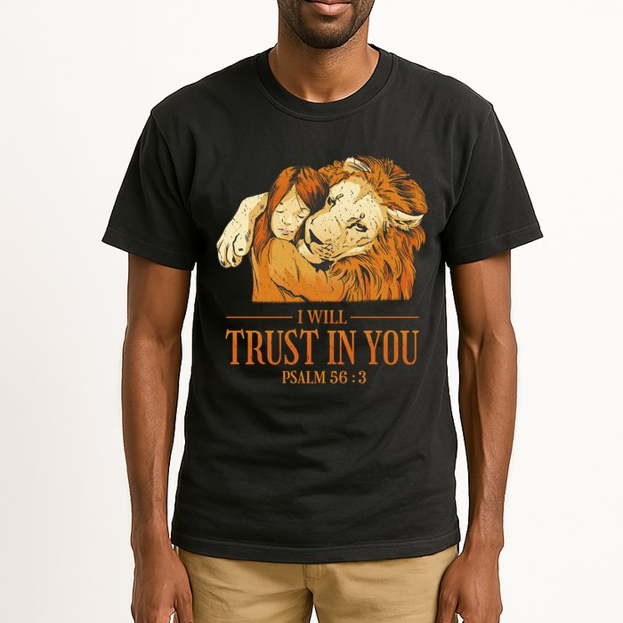 Lion And Girl I Will Trust In You Psalm 56 : 3 Tall T-Shirt