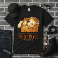 Lion And Girl I Will Trust In You Psalm 56 : 3 Tall T-Shirt