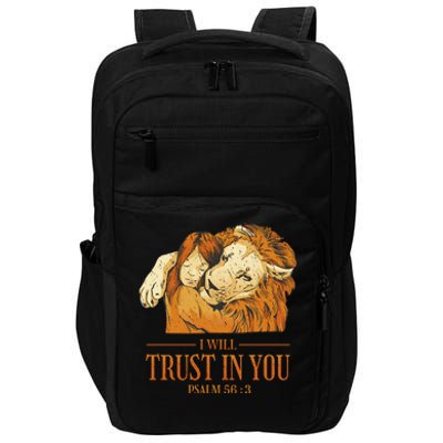 Lion And Girl I Will Trust In You Psalm 56 : 3 Impact Tech Backpack