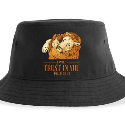 Lion And Girl I Will Trust In You Psalm 56 : 3 Sustainable Bucket Hat