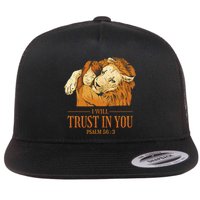 Lion And Girl I Will Trust In You Psalm 56 : 3 Flat Bill Trucker Hat