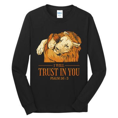 Lion And Girl I Will Trust In You Psalm 56 : 3 Tall Long Sleeve T-Shirt
