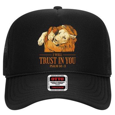 Lion And Girl I Will Trust In You Psalm 56 : 3 Trucker Hat