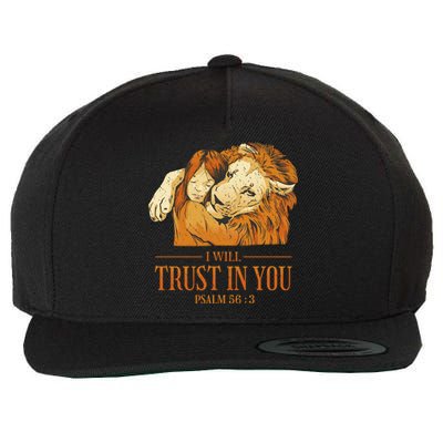 Lion And Girl I Will Trust In You Psalm 56 : 3 Wool Snapback Cap