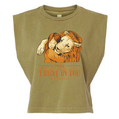 Lion And Girl I Will Trust In You Psalm 56 : 3 Garment-Dyed Women's Muscle Tee