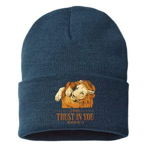 Lion And Girl I Will Trust In You Psalm 56 : 3 Sustainable Knit Beanie