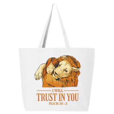 Lion And Girl I Will Trust In You Psalm 56 : 3 25L Jumbo Tote