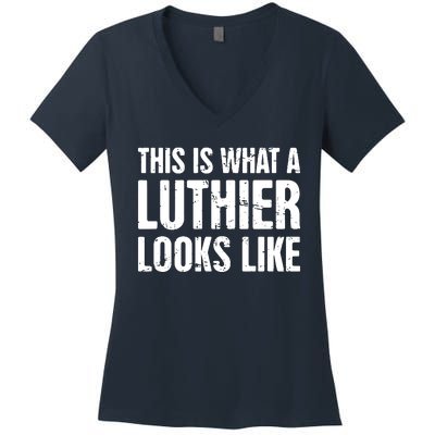 Luthier Acoustic Guitar Repair Violin Electric Guitar Women's V-Neck T-Shirt