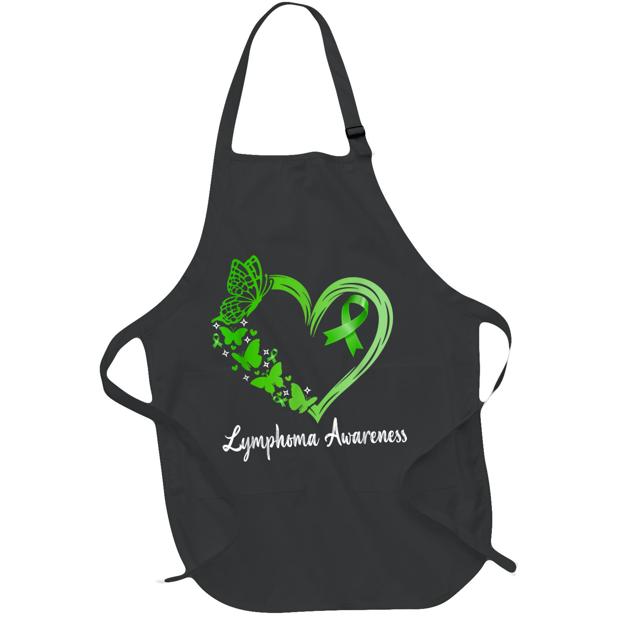 Lymphoma Awareness Green Ribbon Heart Lymphoma Warrior Apron