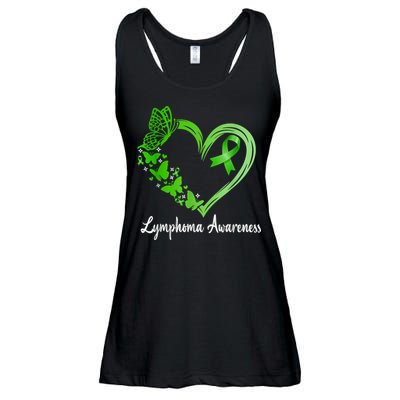 Lymphoma Awareness Green Ribbon Heart Lymphoma Warrior Ladies Essential Flowy Tank