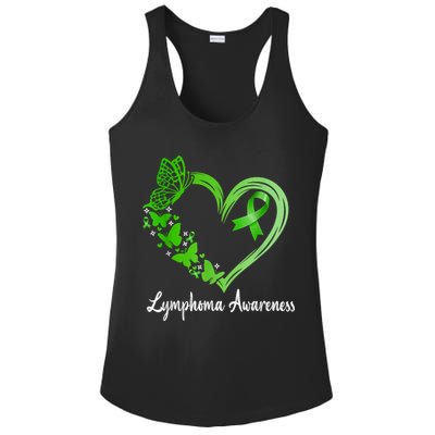 Lymphoma Awareness Green Ribbon Heart Lymphoma Warrior Ladies PosiCharge Competitor Racerback Tank