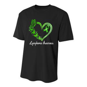 Lymphoma Awareness Green Ribbon Heart Lymphoma Warrior Youth Performance Sprint T-Shirt