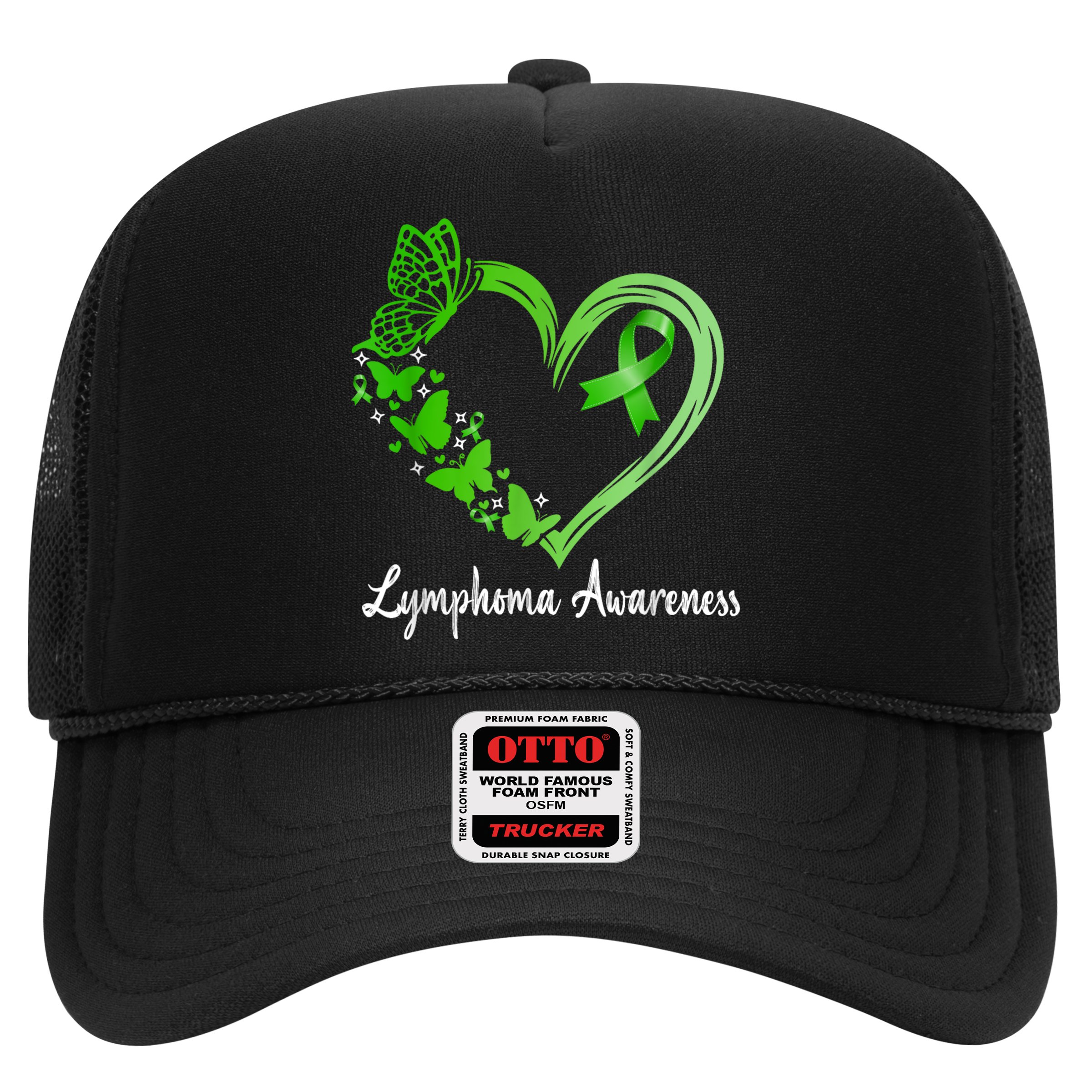 Lymphoma Awareness Green Ribbon Heart Lymphoma Warrior Hat