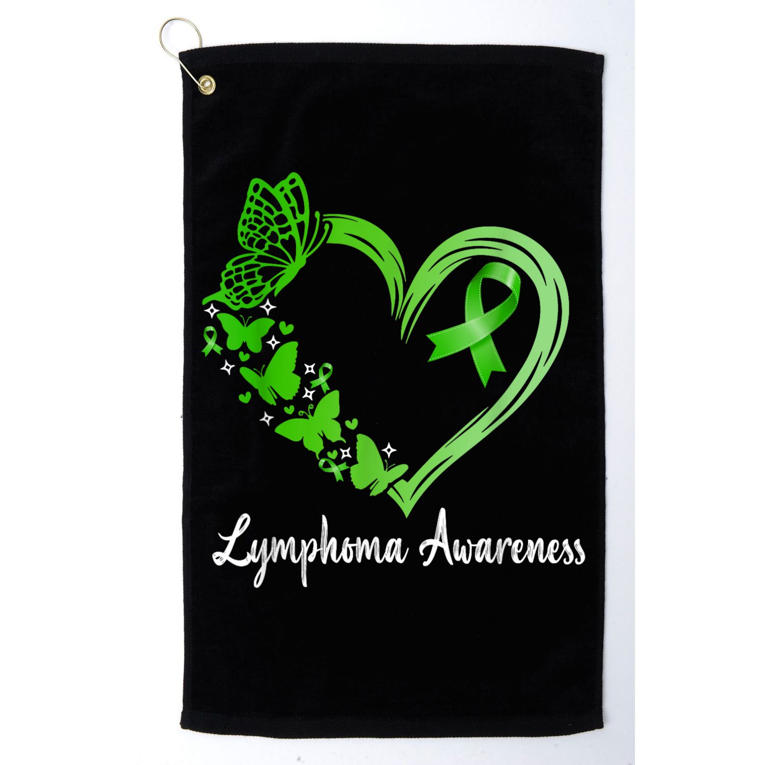 Lymphoma Awareness Green Ribbon Heart Lymphoma Warrior Golf Towel