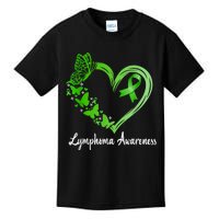 Lymphoma Awareness Green Ribbon Heart Lymphoma Warrior Kids T-Shirt