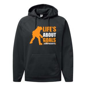 Life's About Goals Ice Hockey Performance Fleece Hoodie