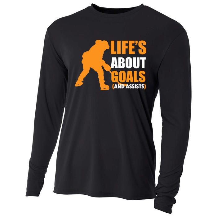 Life's About Goals Ice Hockey Cooling Performance Long Sleeve Crew