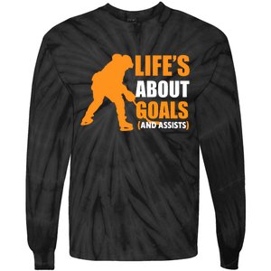 Life's About Goals Ice Hockey Tie-Dye Long Sleeve Shirt