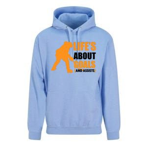 Life's About Goals Ice Hockey Unisex Surf Hoodie