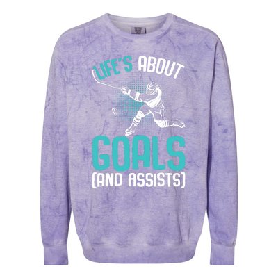 Life´s About Goals Hockey Player Ice Hockey Boy Colorblast Crewneck Sweatshirt