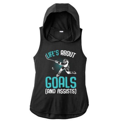 Life´s About Goals Hockey Player Ice Hockey Boy Ladies PosiCharge Tri-Blend Wicking Draft Hoodie Tank