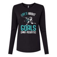 Life´s About Goals Hockey Player Ice Hockey Boy Womens Cotton Relaxed Long Sleeve T-Shirt