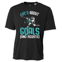 Life´s About Goals Hockey Player Ice Hockey Boy Cooling Performance Crew T-Shirt