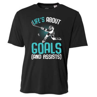 Life´s About Goals Hockey Player Ice Hockey Boy Cooling Performance Crew T-Shirt