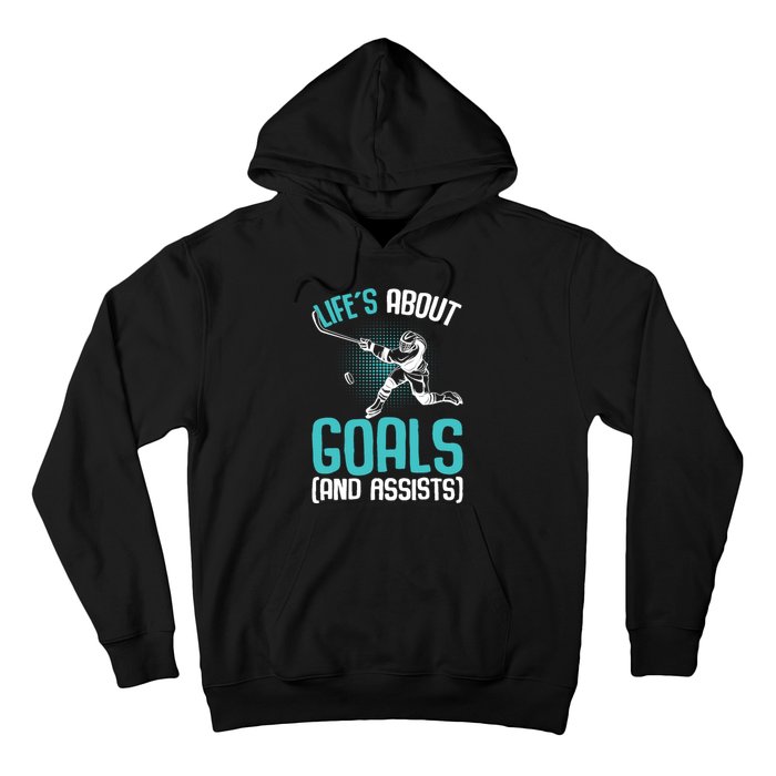 Life´s About Goals Hockey Player Ice Hockey Boy Hoodie