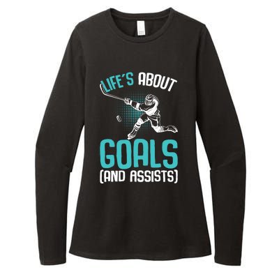 Life´s About Goals Hockey Player Ice Hockey Boy Womens CVC Long Sleeve Shirt