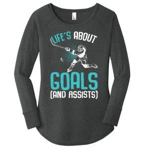 Life´s About Goals Hockey Player Ice Hockey Boy Women's Perfect Tri Tunic Long Sleeve Shirt