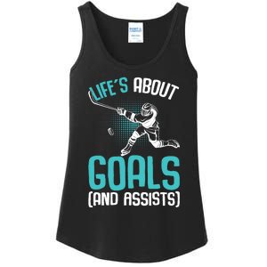 Life´s About Goals Hockey Player Ice Hockey Boy Ladies Essential Tank