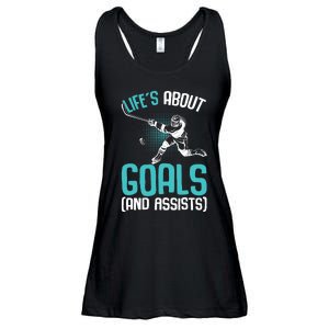 Life´s About Goals Hockey Player Ice Hockey Boy Ladies Essential Flowy Tank