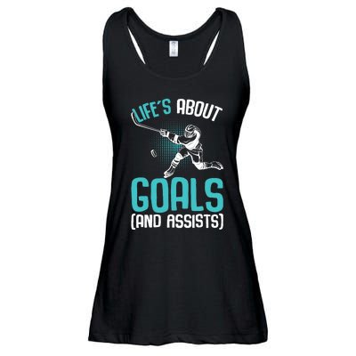 Life´s About Goals Hockey Player Ice Hockey Boy Ladies Essential Flowy Tank