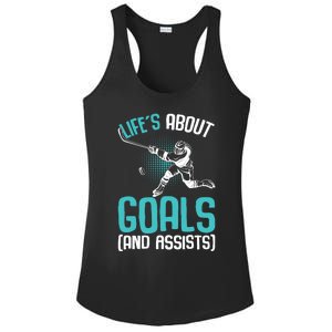 Life´s About Goals Hockey Player Ice Hockey Boy Ladies PosiCharge Competitor Racerback Tank