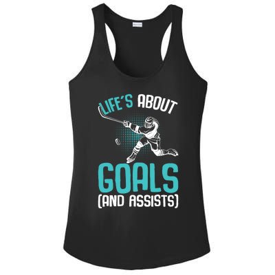 Life´s About Goals Hockey Player Ice Hockey Boy Ladies PosiCharge Competitor Racerback Tank