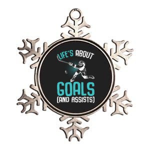 Life´s About Goals Hockey Player Ice Hockey Boy Metallic Star Ornament